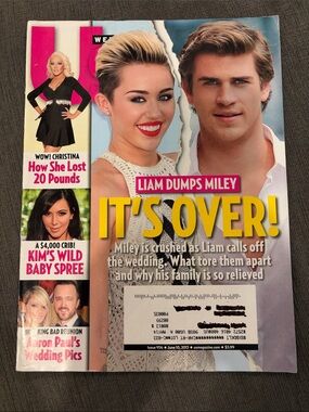 Us Weekly Magazine 2013 Miley Cyrus & Liam Hemsworth - Kim Kardashian  usweekly